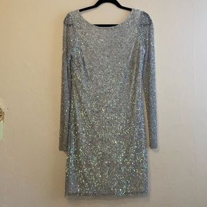 Aidan Mattox gorgeous silver sequin dress, size 8.